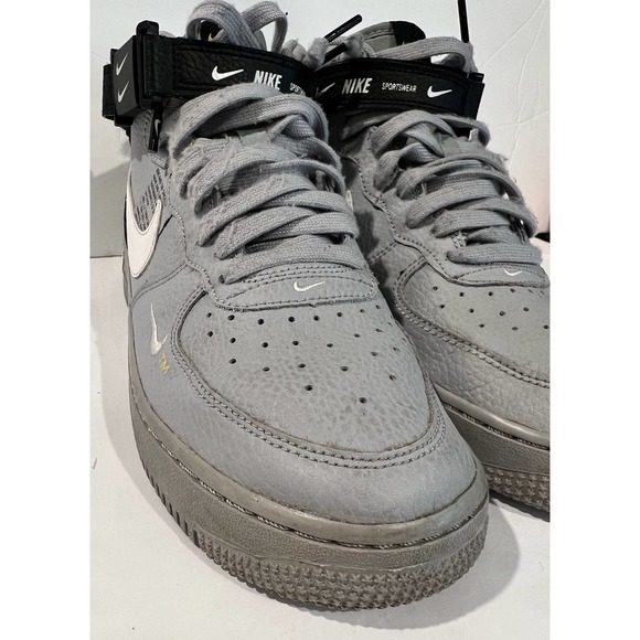 Nike Air Force 1 Mid Utility Wolf Grey Black size 7Y - Picture 4 of 12